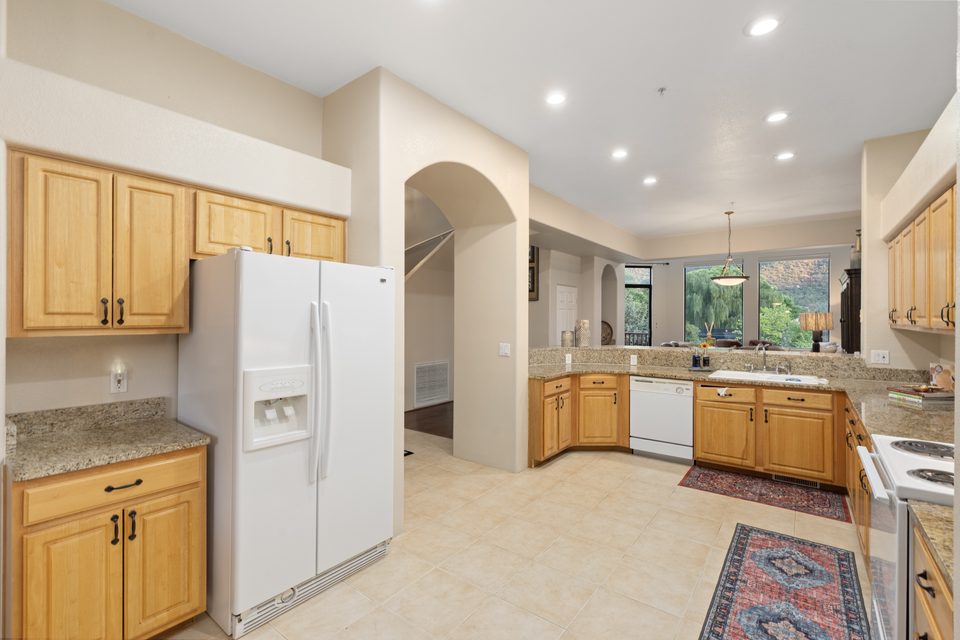The kitchen and refrigerator
