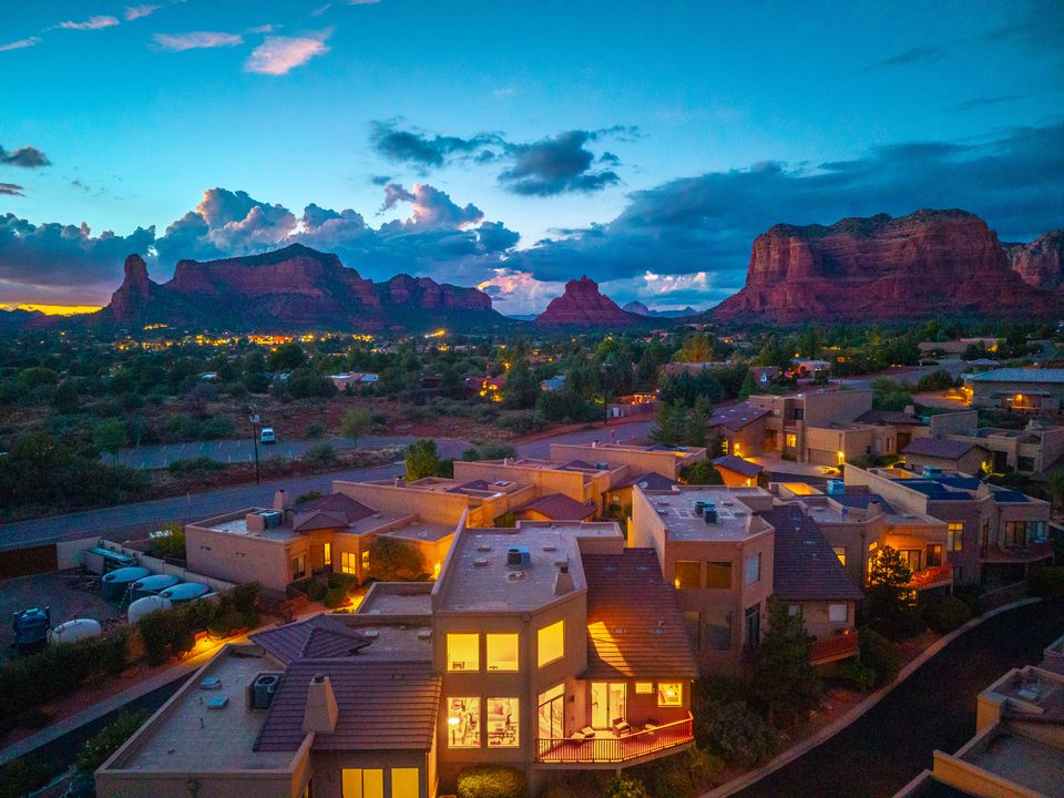 Mesa Grande beneath the evening sky · Aerial photograph