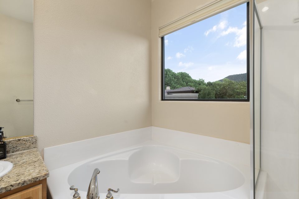 A soaking tub with a view