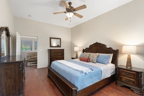 A restful bedroom with a private sitting nook