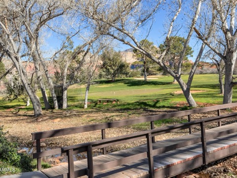The landscaped community grounds