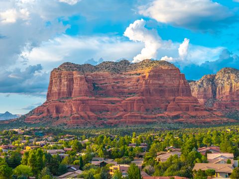 A closer look at Sedona’s red rocks · Aerial photograph