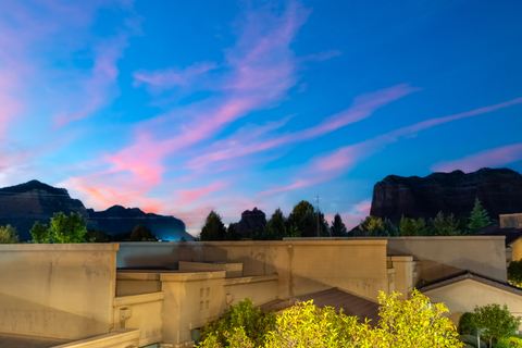 The red rocks at dusk from the balcony