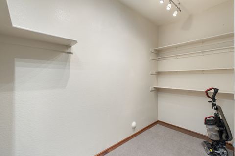 A walk-in closet off the ensuite bath