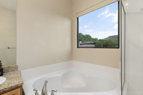 A soaking tub with a view